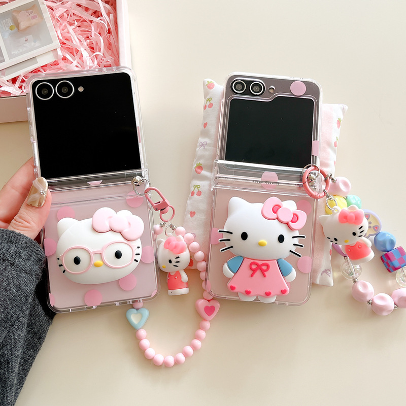 Cartoon Cute Hello Kitty Suitable for Samsung Zflip7 Mobile Phone Case All-Inclusive Anti-Fall New Flip6/3