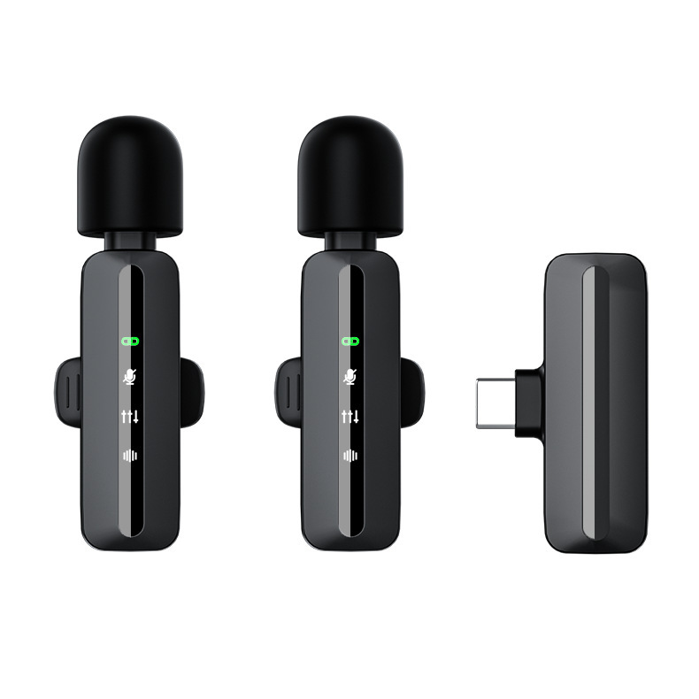 工厂批发一拖二无线领夹直播麦领夹无线迷你麦克风安卓苹果头