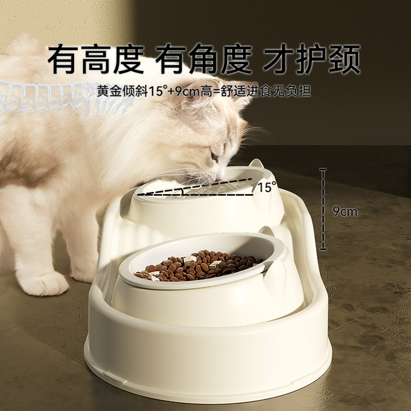 Suministros transfronterizos para mascotas, área de humedad de alimentos, tazones dobles de cerámica para gatos lindos, tazones para gatos anti-volcado, tazones para beber, tazones para perros, tazones para mascotas