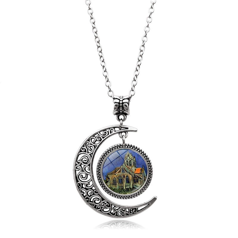 Подвеска, серебряное ожерелье, ретро аксессуар, свитер, with gem, европейский стиль