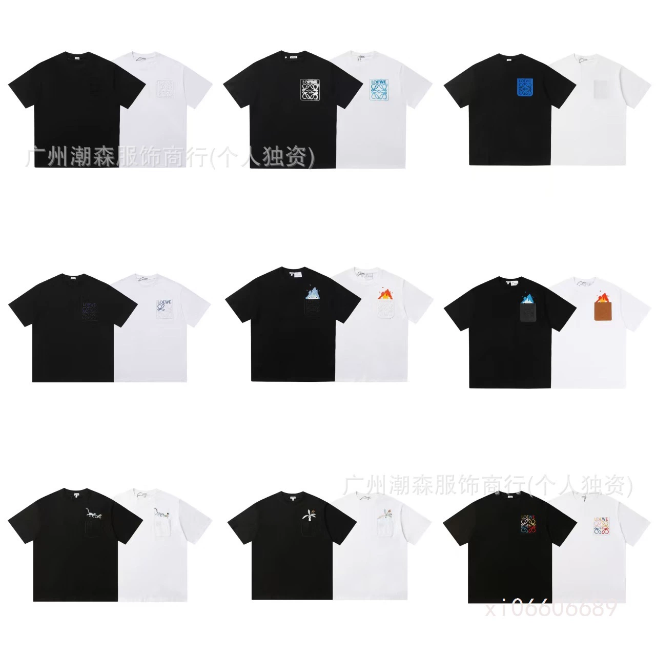 Cross-border 25ss Luojia, высококачественная свободная хлопковая футболка с вышитым логотипом и короткими рукавами, мужская и женская повседневная модная универсальная футболка