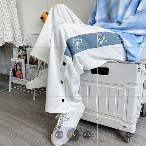 Sports pants for girls, men's spring 2026 new style for junior high school students, loose casual, thin straight, buttoned, wide legs