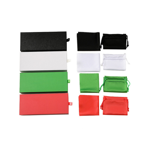 Logo-Printable Sunglasses Drawer Box, Pull-Out Packaging Box for Sunglasses, Black, Red, Green, Mirror Cloth Sunglasses Bag, Sunglasses Box Set