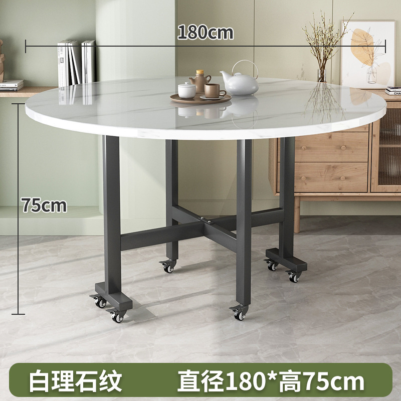 折叠桌餐桌家用小户型吃饭桌子出租房简易饭桌现代简约10人大圆桌|undefined