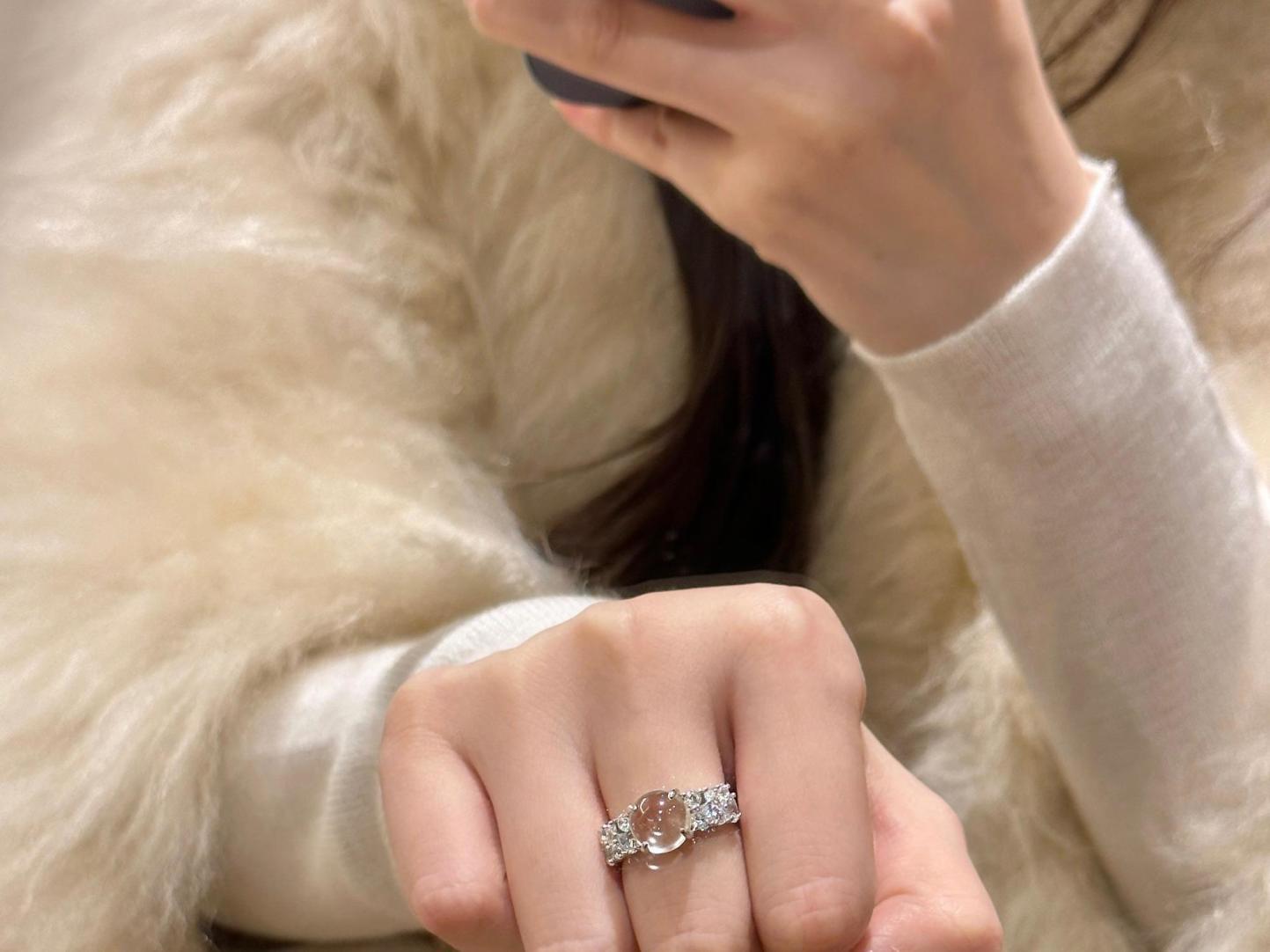 Collier en argent pur pour tout le corps avec chaîne de clavicule en jade et mousse d'eau, bijoux Xiancan, nouveauté, luxe léger, vent frais_voghion.com