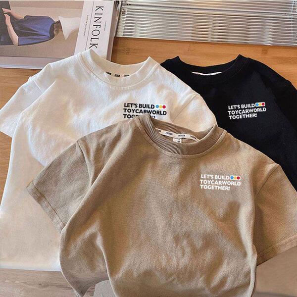 Cotton summer children's short sleeve T-shirt for boys with a round…