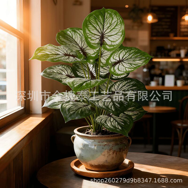 Amazon's New Purple Heart Taro Leaf Artificial Green Plant Scandinavian Style Home Decoration Fake Leaves Feel Glue Leaf Landscape Amazon's New Purple Heart Taro Leaf Artificial Green Plant Scandinavian Style Home Decoration Fake Leaves Feel Glue Leaf Landscape