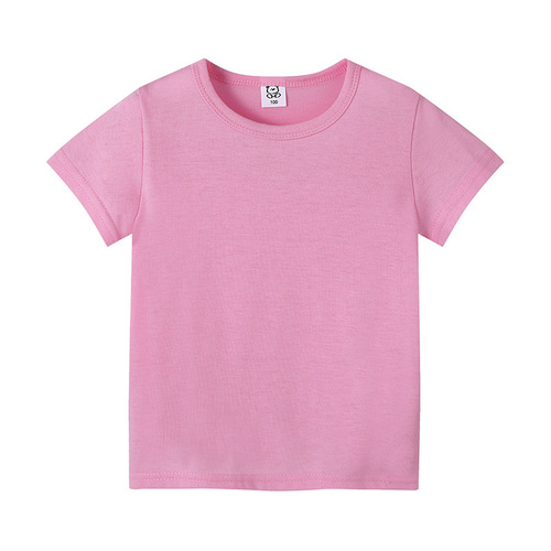 Summer solid color children's short-sleeved boys' and girls' T-shirts wholesale unpatterned hand-painted advertising shirts manufacturers dropshipping