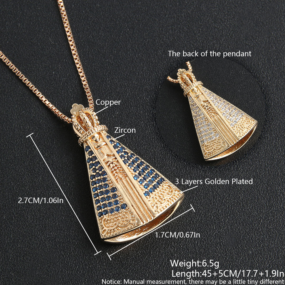 2g Weight Pendant Necklace Classification 1 Piece Quantity Copper Glam Crown Plating Pendant Necklace