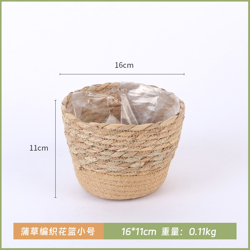 Cesta de tejido de paja explosiva, cesta de tejido de caña simple, cesta de tejido de caña verde interior, oso cub, cub