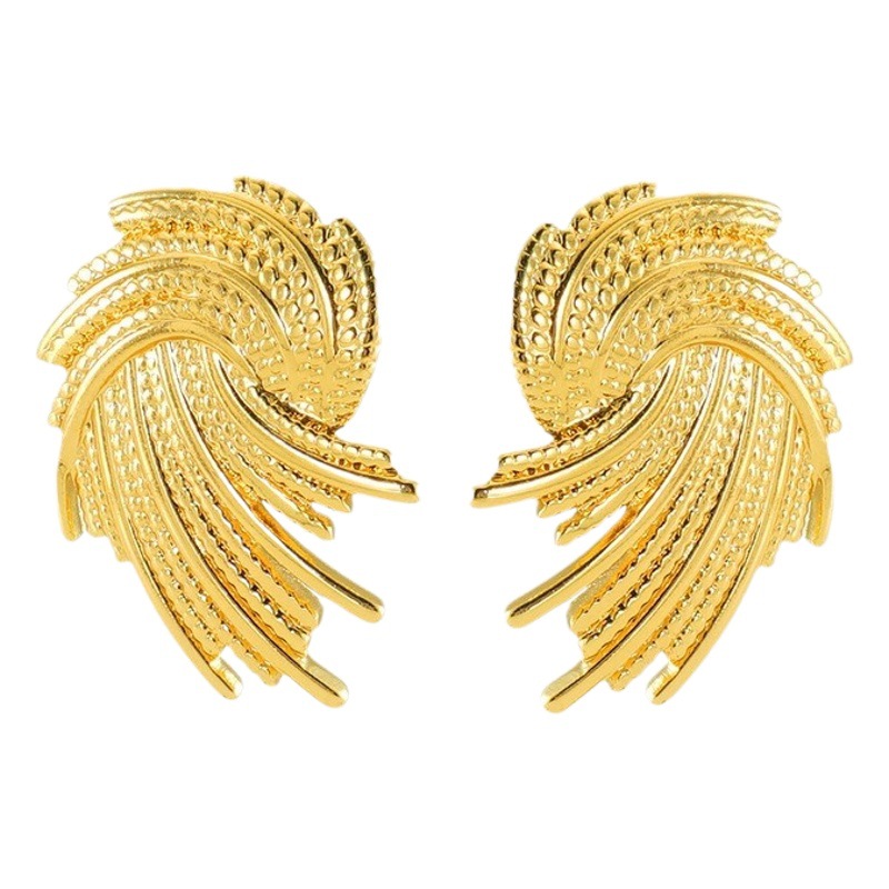 Europa y América transfronteriza personalidad exagerada línea trenzada espiral diseño pendientes en stock al por mayor