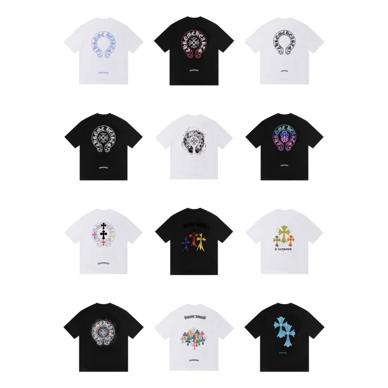 Cross-Border Cro X Print High-Quality Pocket Lettering Large Logo Horseshoe Round Neck Loose Short-Sleeve Couple's T-Shirt Cross-Border Cro X Print High-Quality Pocket Lettering Large Logo Horseshoe Round Neck Loose Short-Sleeve Couple's T-Shirt