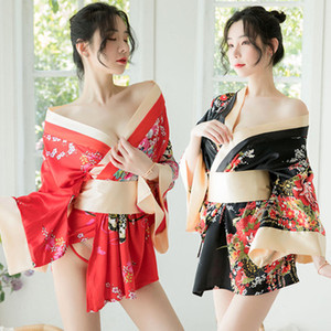 Erotic lingerie Sexy Japanese women's anime drama cosplay cardigan obi bathrobe kimono for women nightclub stage performance dress