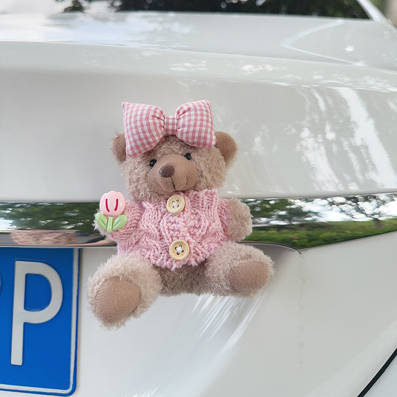 Colgante de cola de automóvil lindo peluche oso muñeca muñeca baúl de automóvil decoración de decoración de motocicleta eléctrica
