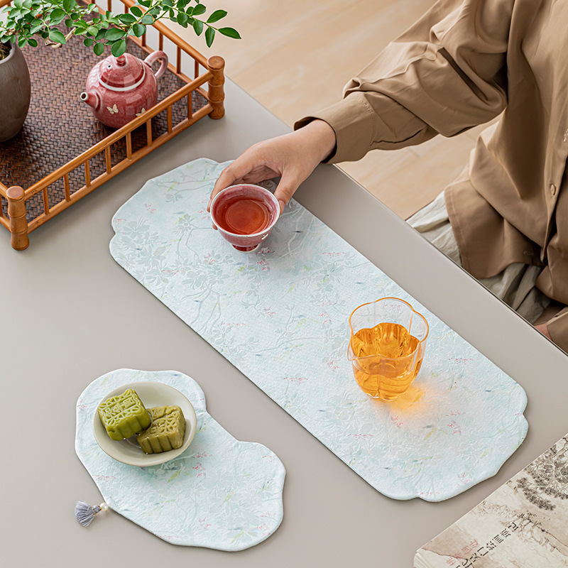Chinese Style Cloud Yarn Tea Mat Tea Set Accessories Zen Small Tea Cloth Coaster Tea Ceremony Tea Mat Table Runner Small Fresh Dry Bubble Mat