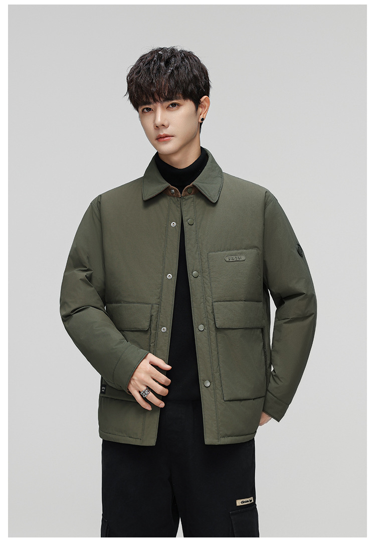 Men's Down Jacket Lapel Collar Warm Casual Winter Coat For Men_voghion.com