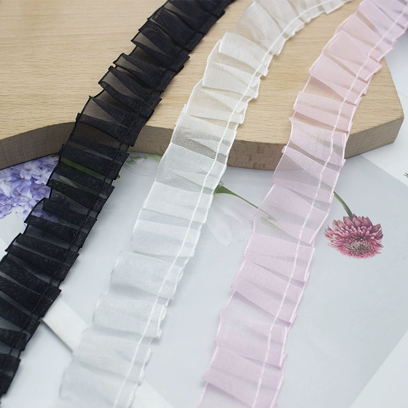 2.5cm цветной DIY снежный марля с листьями лотоса складки для дома аксессуары подушка домашний текстиль игрушка одежда плиссированная кружева