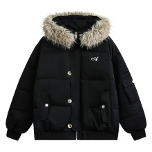 毛毛领连帽白鸭绒男女情侣款可穿冬季2025新款加厚保暖羽绒服批发