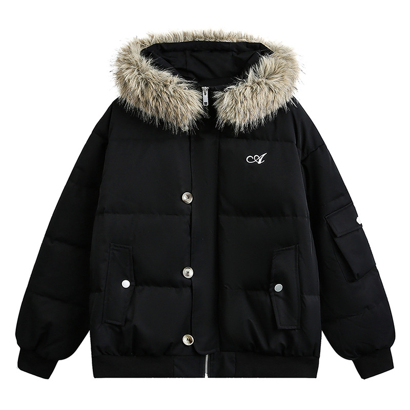 毛毛领连帽白鸭绒男女情侣款可穿冬季2025新款加厚保暖羽绒服批发