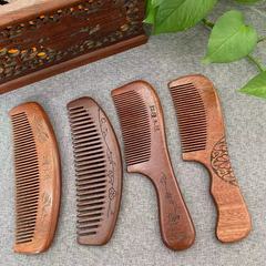 紅檀木梳子 家用密齒梳 按摩古風紅檀木梳子檀木小梳子