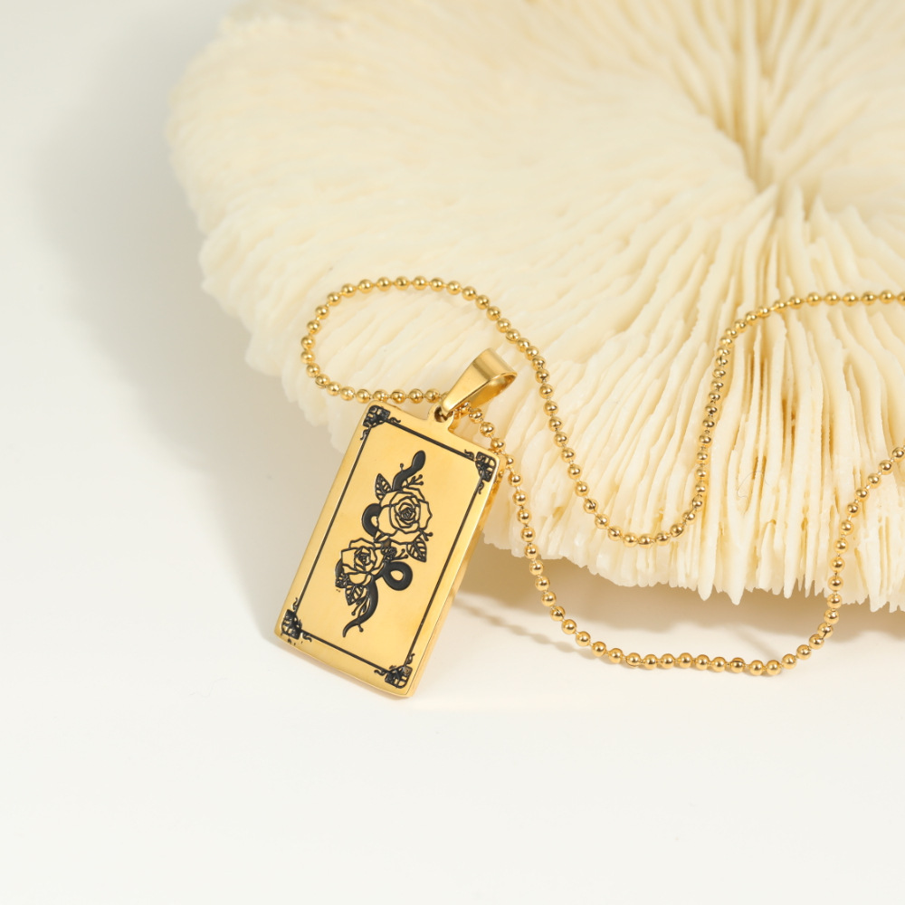 Fashion Simple Rose Flower Snake Element 18K Real Gold Stainless Steel Necklace