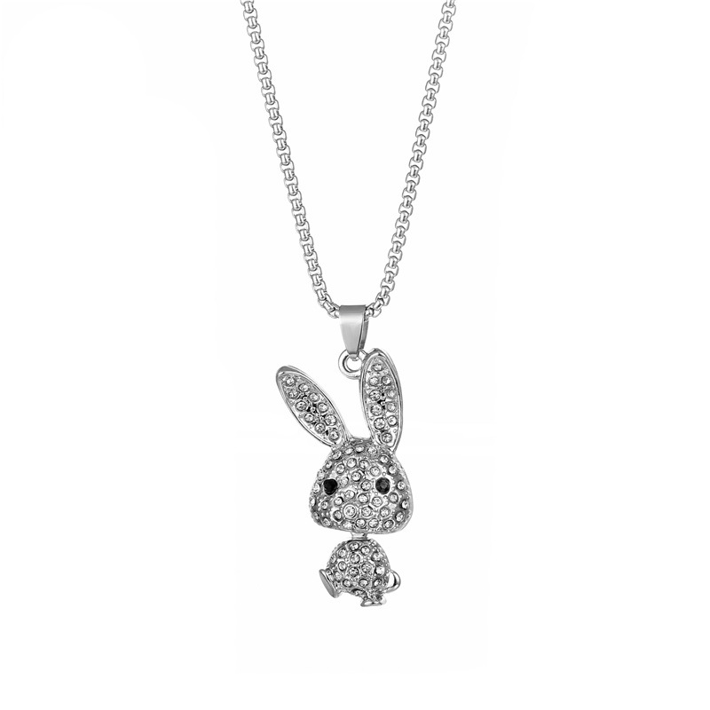Fashion Rabbit Titanium Steel Inlay Rhinestones Pendant Necklace 1 Piece display picture 5
