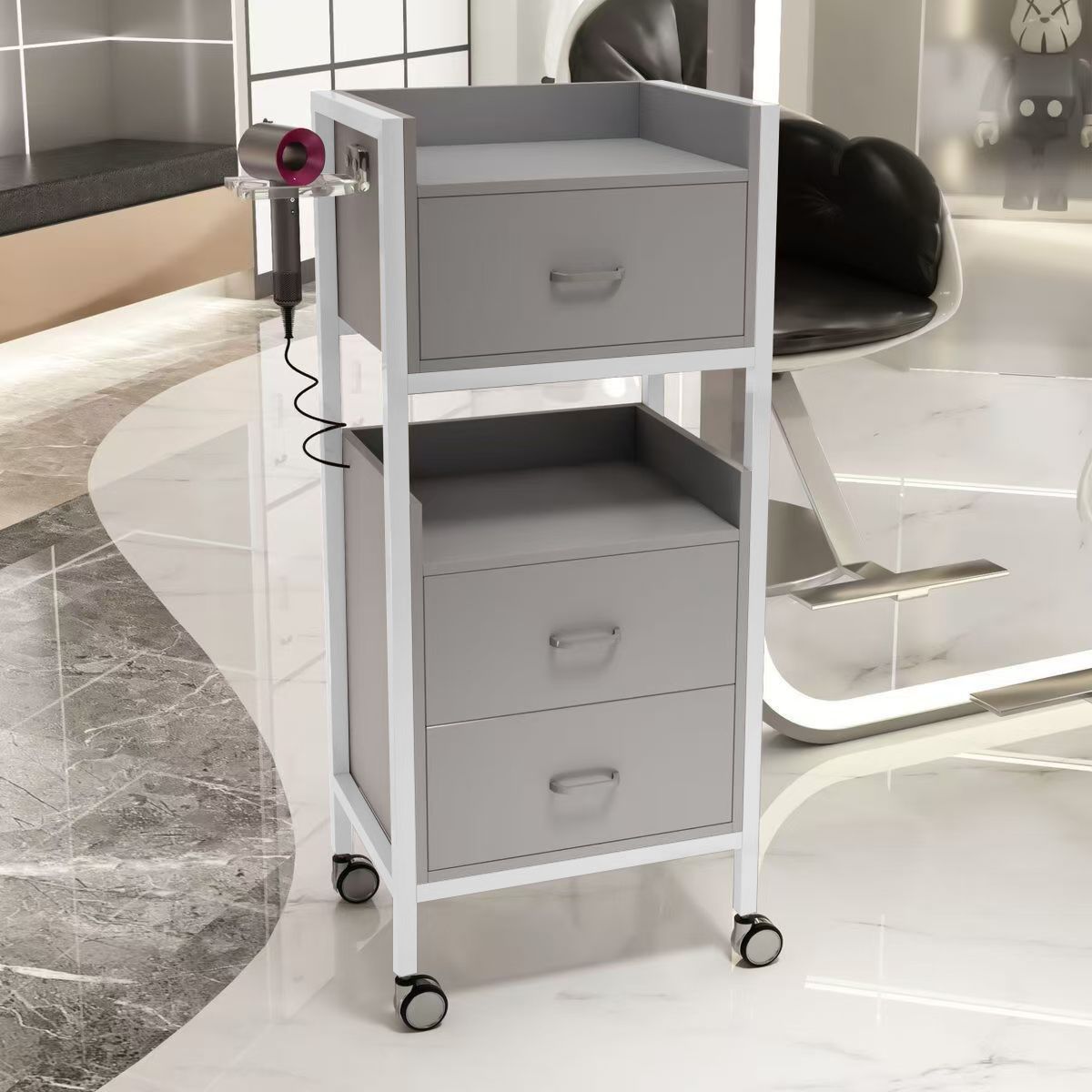 Nuevo gabinete de herramientas de peluquería de alta calidad gabinete de herramientas de salón de peluquería carro sin instalación móvil gabinete de herramientas de peluquería de madera sólida
