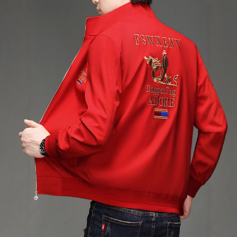 Red Jacket White Jacket Custom Processing Shishi Factory Factory Clothing Factory Embroidered Logo Customization