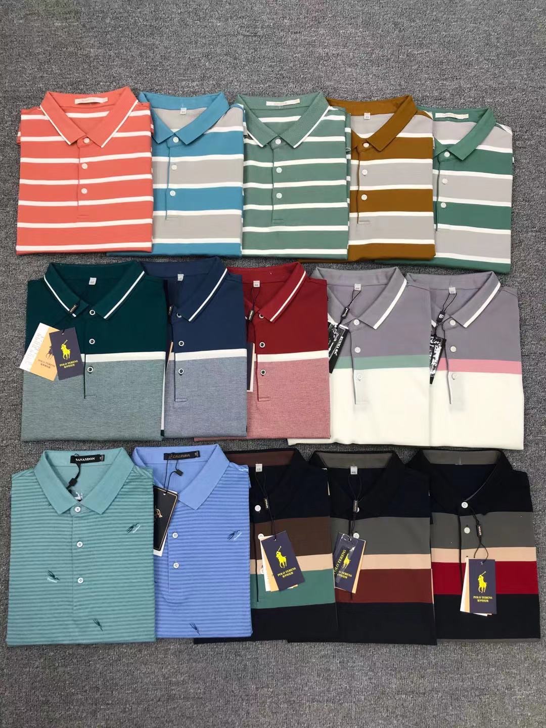 品牌尾货条纹翻领t恤男夏季2021年新款polo衫短袖商超男装批发|ru
