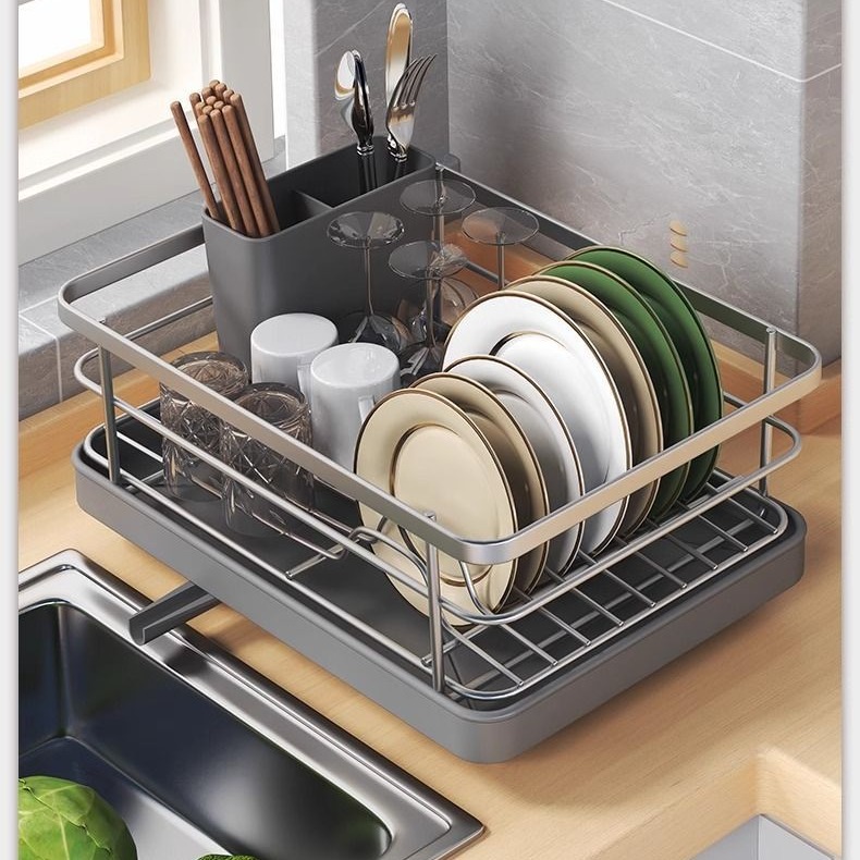 Kitchen Rack Dish Storage Rack Single-layer Water Filter Bowl Basket Countertop Dish Drying Rack Bowl Chopsticks Plate Storage Drain Rack