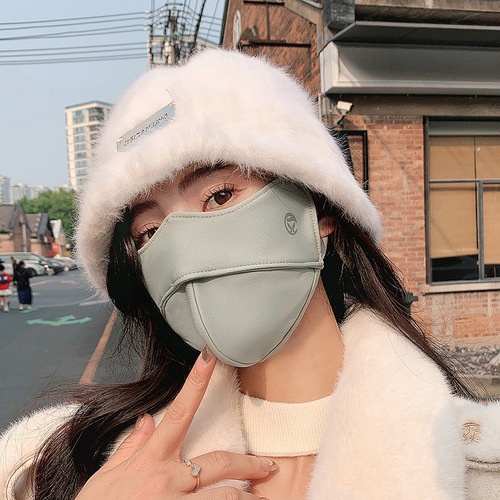5d three-dimensional cloud-sensing plus velvet warm mask to protect eye corners for women, fishbone, makeup-free, cold-proof cycling windproof mask for autumn and winter