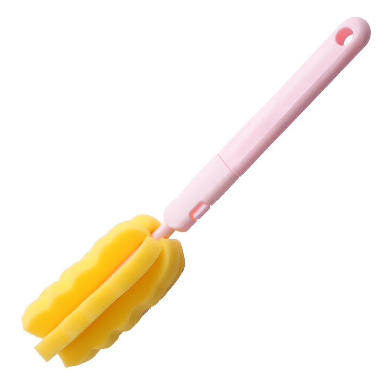 Cepillo de botella de bebé esponja plegable Cepillo de limpieza de botella de bebé Cepillo de taza de mango largo Cepillo de reemplazo de cabeza de cepillo 2pcs
