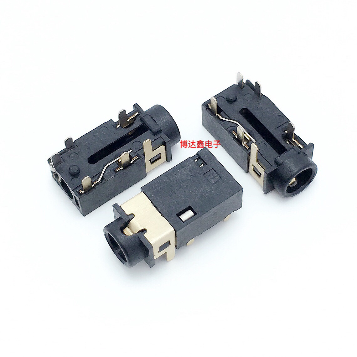 3.5耳机插座 4.0H 板上插脚 底一杠一柱 六脚插脚 镀金J3002D0000