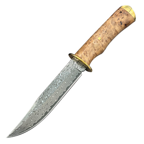 Outdoor hand-held meat knife forging Damascus steel cliffhanger wooden handle camping portable survival fruit knife wholesale