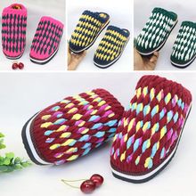 纯手工毛线拖鞋钩织成品鞋居家平跟冰条线股三股粗线保暖防滑耐1