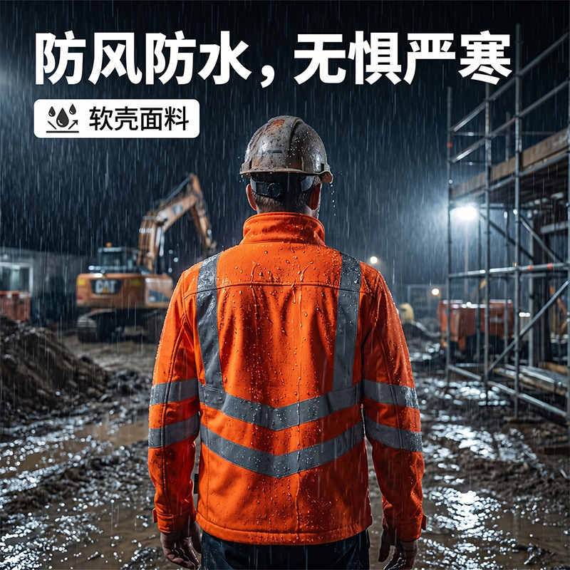 Traffic safety reflective jacket, winter reflective clothing, thickened rainproof workwear, construction engineering labor protection clothing, construction site workwear Traffic safety reflective jacket, winter reflective clothing, thickened rainproof workwear, construction engineering labor protection clothing, construction site workwear