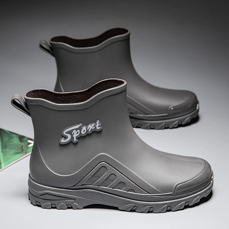 2023 новая мужская обувь для воды, модные резиновые сапоги с короткими трубками, резиновые сапоги, износостойкая мужская рабочая обувь на толстой подошве для кухонной мойки оптом