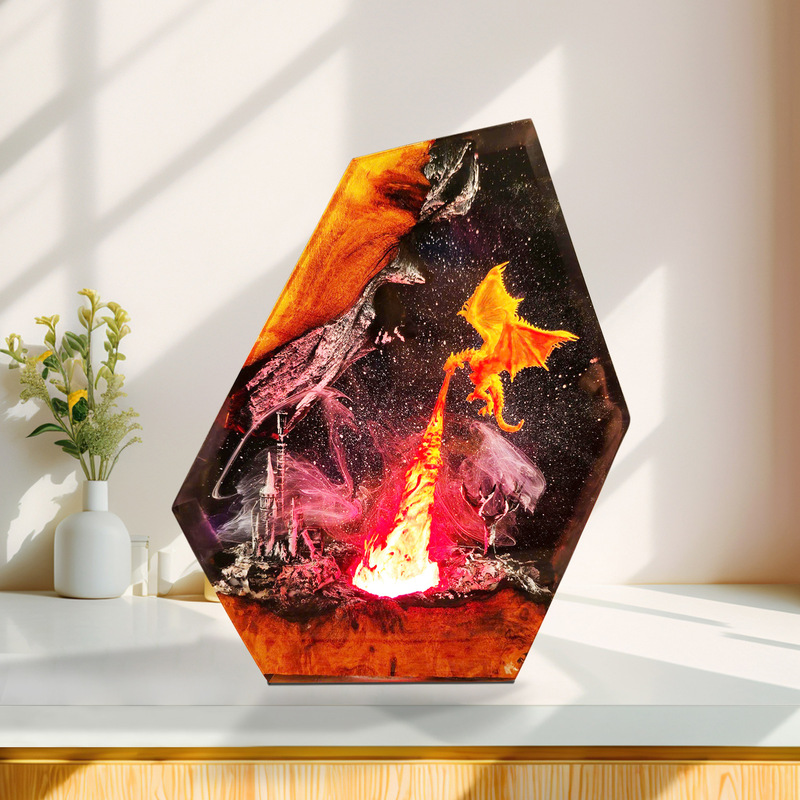 Charizard Castle Volcano Resin Lamp Film and Television Night Light Creative Birthday Gift Home Decoration Craft Lamp Charizard Castle Volcano Resin Lamp Film and Television Night Light Creative Birthday Gift Home Decoration Craft Lamp