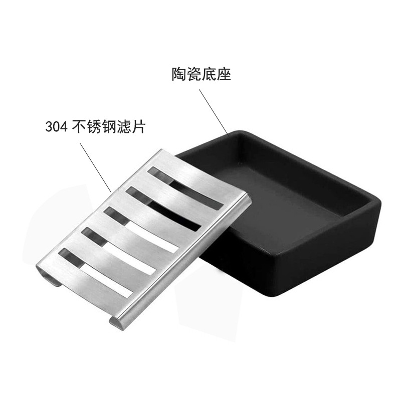 304 plato de jabón de acero inoxidable caja de jabón de drenaje del hogar Baño creativo rectangular bandeja de jabón de cerámica Baño