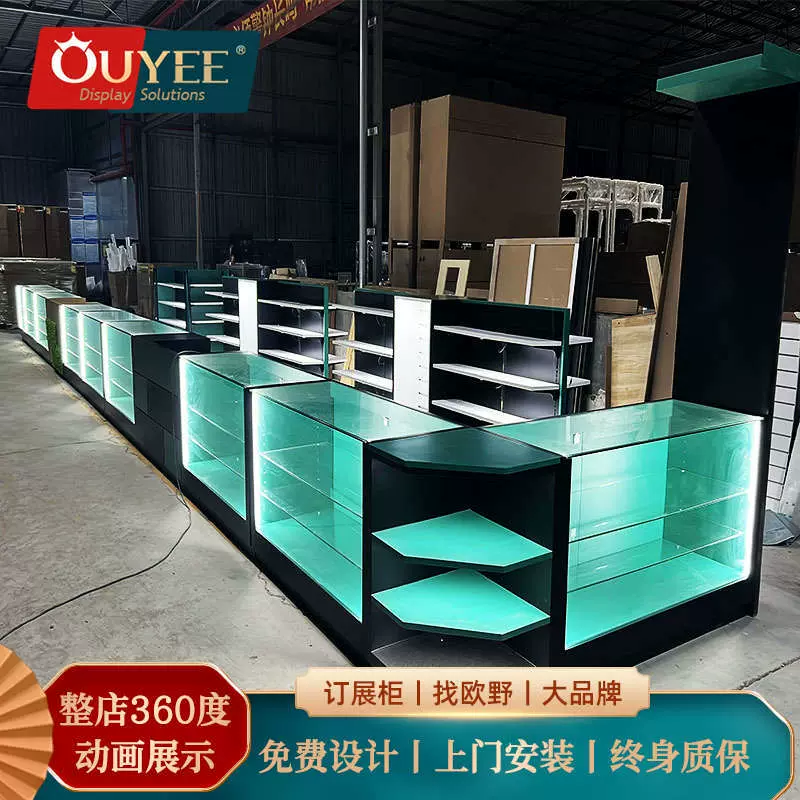 厂家烟酒柜展示柜 烟草柜台专卖店中岛台矮柜雪茄多层玻璃柜带灯