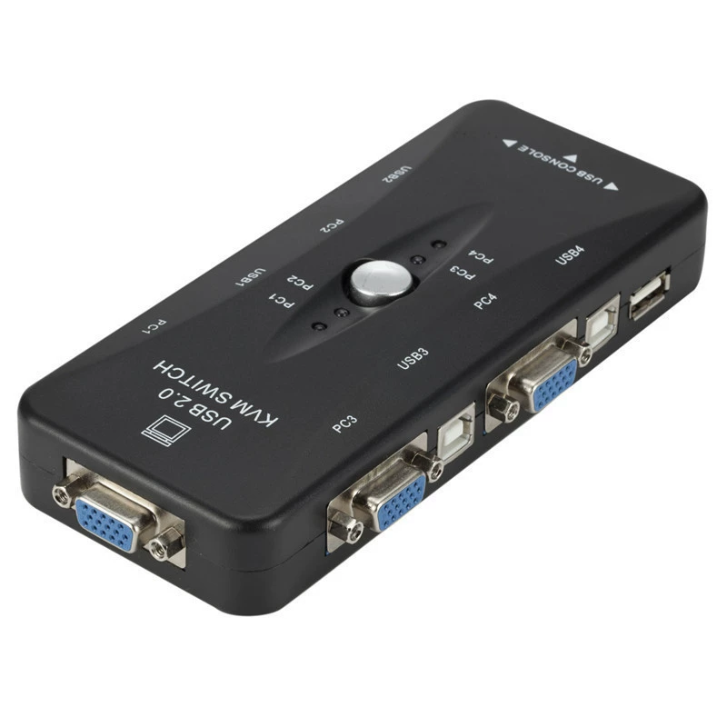 Коммутатор VGA 4 в 1 выход KVM устройство обмена USB VGA компьютерный дисплей мышь клавиатура совместное использование руководство