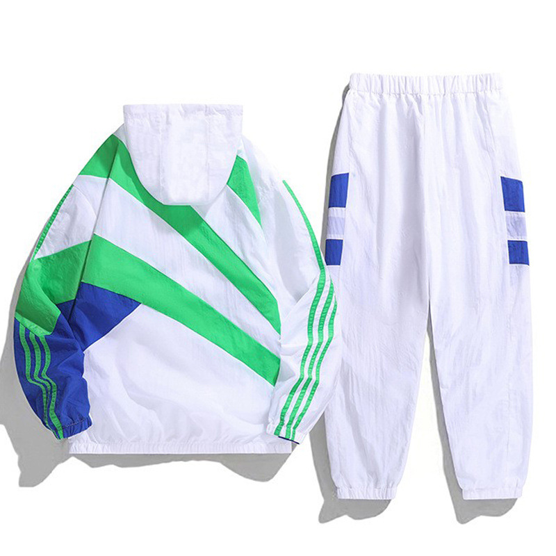 Transfronterizo de dos piezas Cardigan chaqueta hombre cuello transpirable mallas de moda abrigo de moda ropa deportiva pantalones casuales