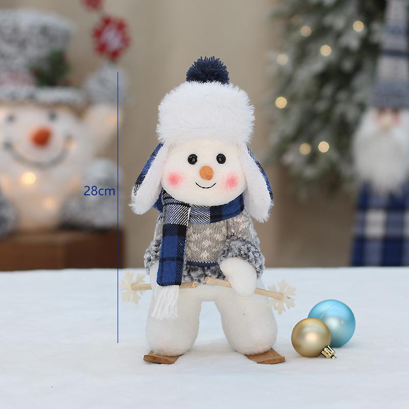 Transfronterizo Navidad nueva muñeca de tela azul lindo Columpio de esquí muñeco de nieve decoración regalo de vacaciones