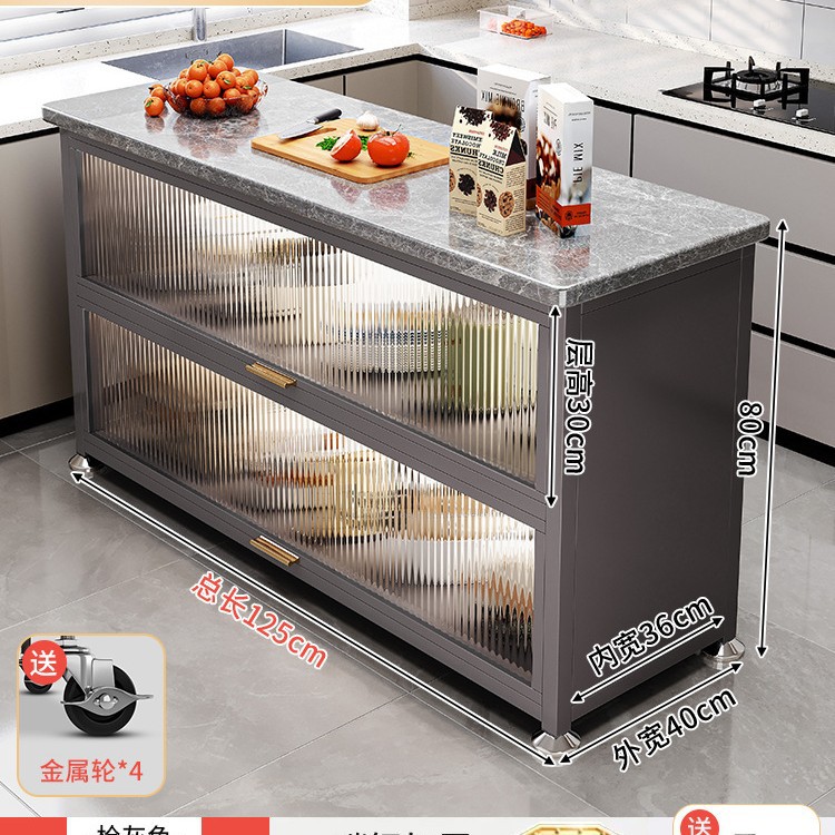 Estante de cocina de pizarra de roca, gabinete de almacenamiento de horno microondas multifuncional de piso, encimera, mesa de corte de verduras, mesa de preparación, armario lateral