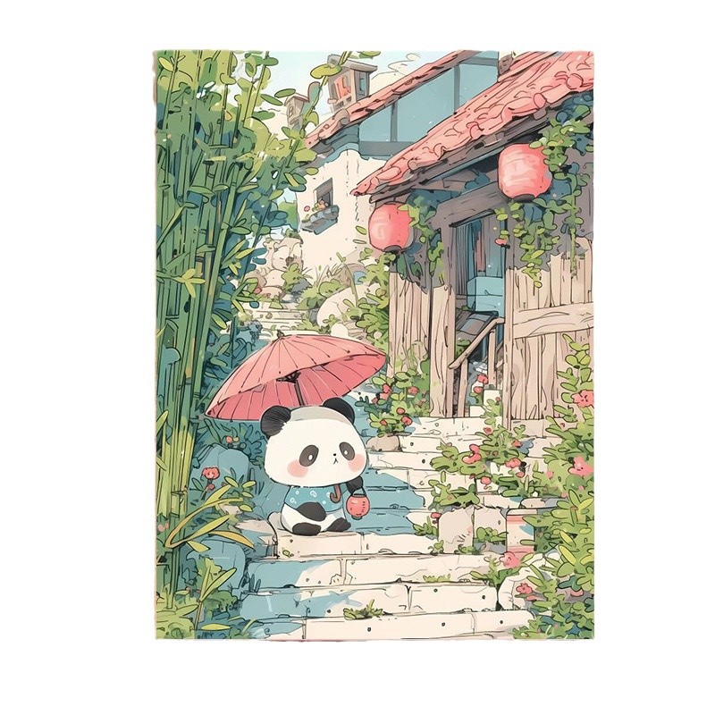 DIY pintura al óleo digital encantadora ilustración de animales pequeños rellenos a mano curar pintura decorativa colgar pintura mural