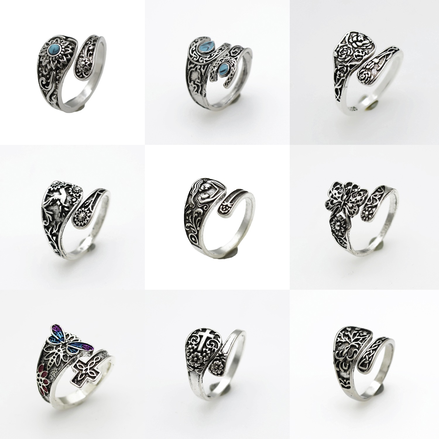 Retro geometric one size ring
