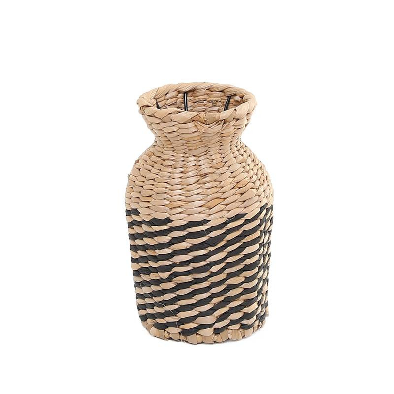 Flor de tela de paja tejida a mano flor de seda seca flor tejida de flores sala de estar ventana de comedor decoración anti-caída