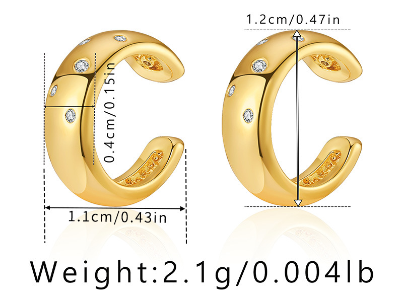 Brass Plated 18K Real Gold Ear Bone Clip Butterfly Animal Design Personalized Ear Clip Zircon Exquisite Small European and American Earrings 12