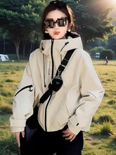 欧货宽松休闲连帽工装风衣棒球服外套女春秋季时尚设计运动冲锋衣