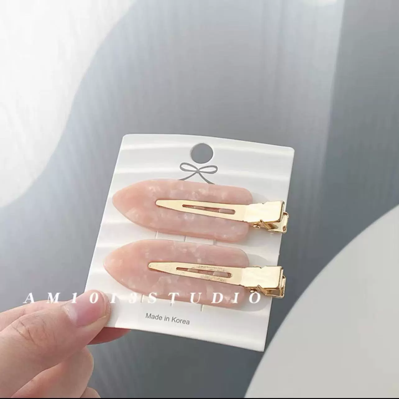 Набор заколок Hairgrip, 5 розовых мраморных вариантов с золотым металлическим зажимом, лёгкие